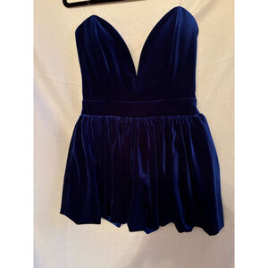 Women's AKIRA Blue Velvet Strapless Mini Dress XL